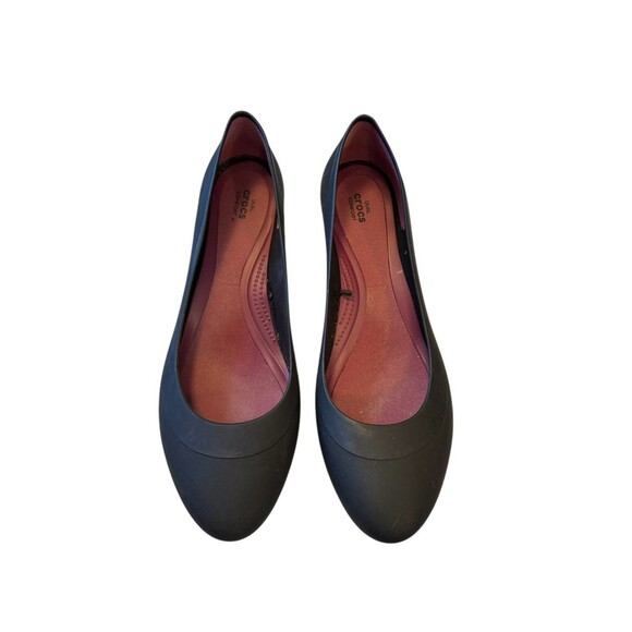 Crocs Lina Dual Comfort Wedge Heels Shoes Women's sz 11 Black Rubber Lightweight - Picture 2 of 7